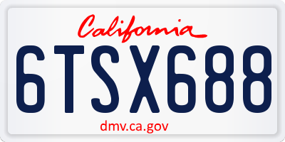 CA license plate 6TSX688