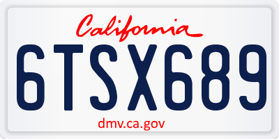CA license plate 6TSX689