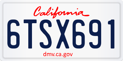 CA license plate 6TSX691