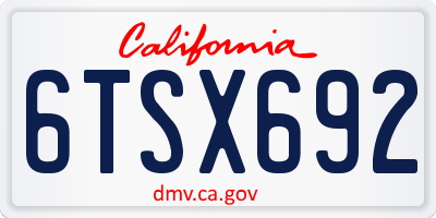 CA license plate 6TSX692