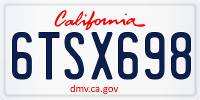 CA license plate 6TSX698