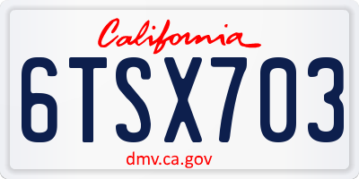 CA license plate 6TSX703