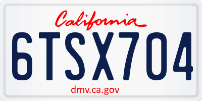 CA license plate 6TSX704