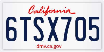 CA license plate 6TSX705