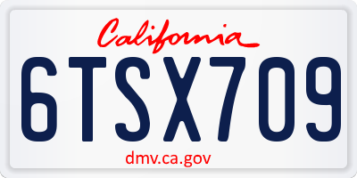 CA license plate 6TSX709