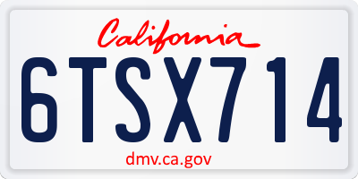 CA license plate 6TSX714