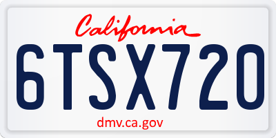 CA license plate 6TSX720