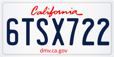 CA license plate 6TSX722