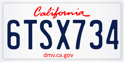 CA license plate 6TSX734