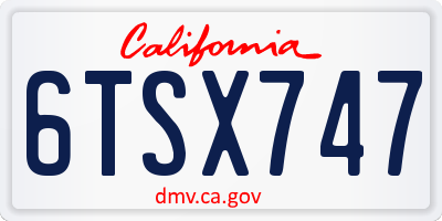 CA license plate 6TSX747