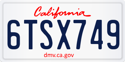 CA license plate 6TSX749
