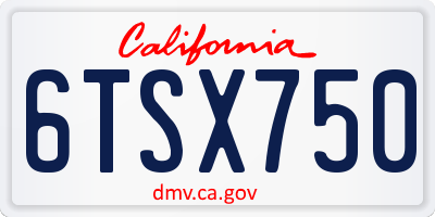 CA license plate 6TSX750