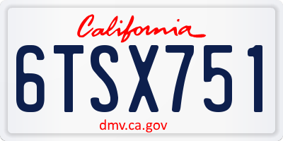 CA license plate 6TSX751