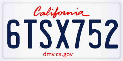 CA license plate 6TSX752