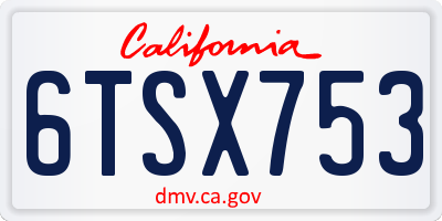 CA license plate 6TSX753