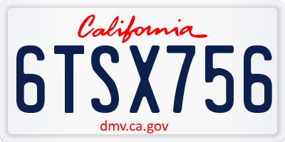 CA license plate 6TSX756