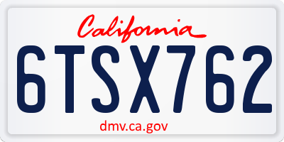 CA license plate 6TSX762