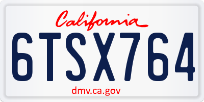 CA license plate 6TSX764