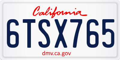 CA license plate 6TSX765