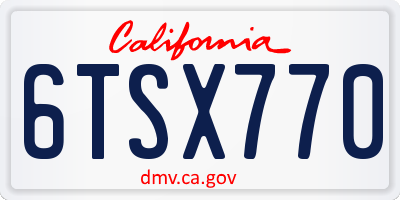 CA license plate 6TSX770