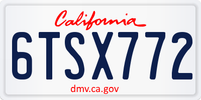 CA license plate 6TSX772