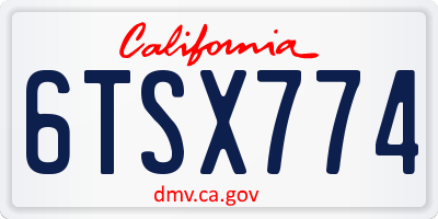 CA license plate 6TSX774