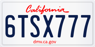 CA license plate 6TSX777