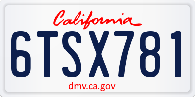 CA license plate 6TSX781