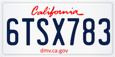 CA license plate 6TSX783