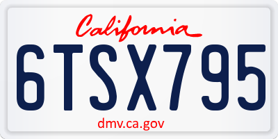 CA license plate 6TSX795