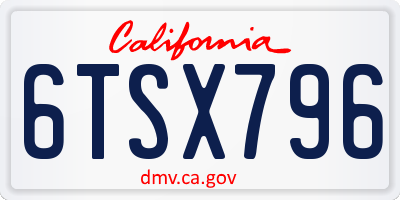 CA license plate 6TSX796