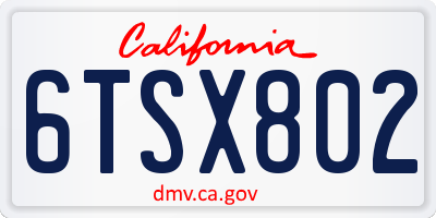 CA license plate 6TSX802