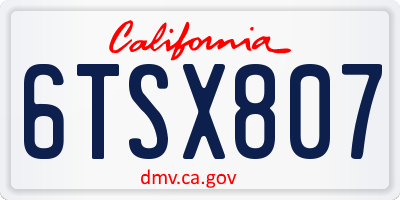 CA license plate 6TSX807