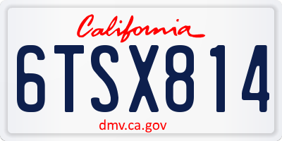 CA license plate 6TSX814