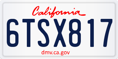 CA license plate 6TSX817