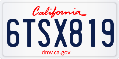 CA license plate 6TSX819