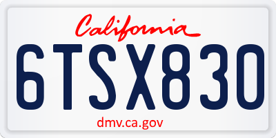 CA license plate 6TSX830