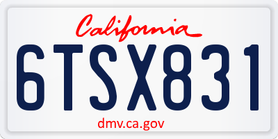 CA license plate 6TSX831