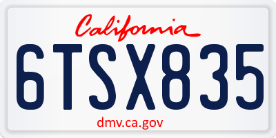 CA license plate 6TSX835