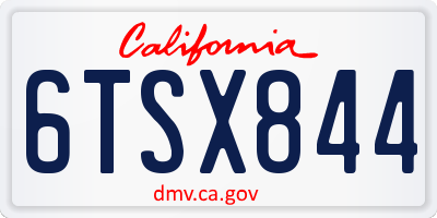 CA license plate 6TSX844