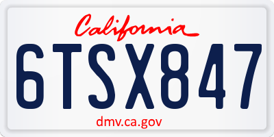 CA license plate 6TSX847