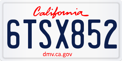 CA license plate 6TSX852