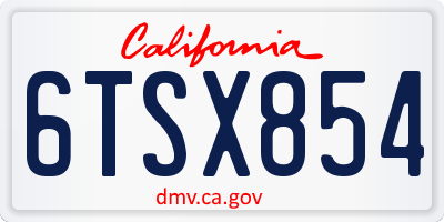 CA license plate 6TSX854