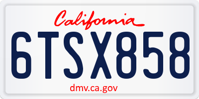 CA license plate 6TSX858