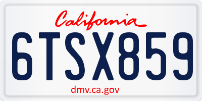 CA license plate 6TSX859