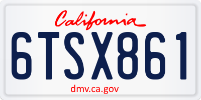CA license plate 6TSX861