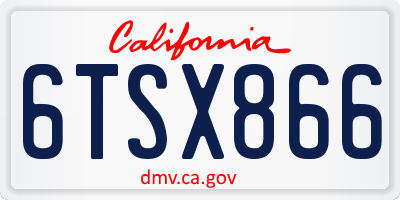 CA license plate 6TSX866