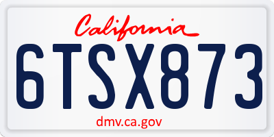 CA license plate 6TSX873