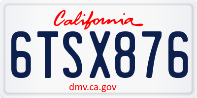 CA license plate 6TSX876