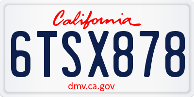 CA license plate 6TSX878